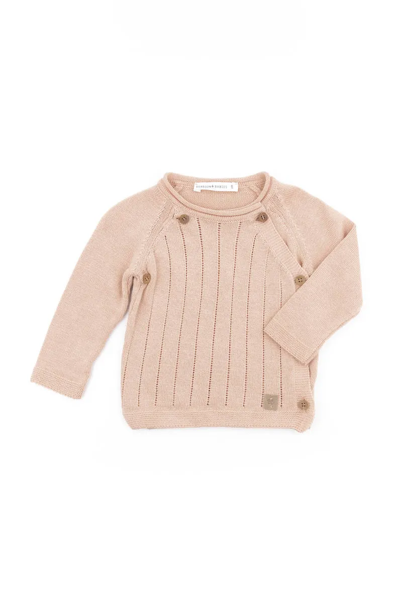Bamboom - bambusowy sweter dla niemowlaka zapinany na zakładkę różowy