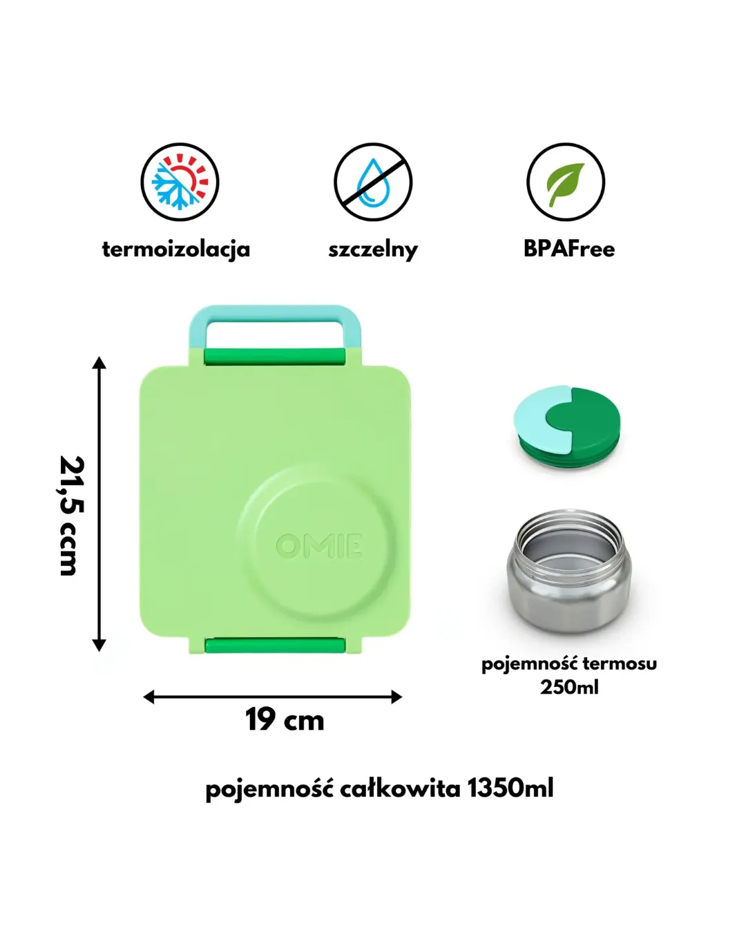 OMIE - OMIEBOX lunch box z termosem Apple Green OMIE - OMIEBOX lunch box z termosem Apple Green