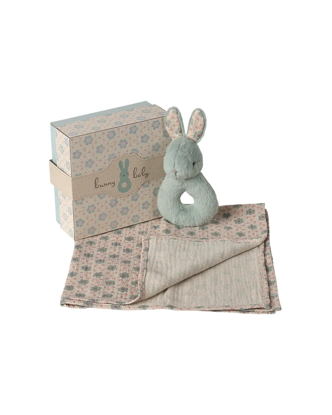 Maileg - zestaw prezentowy z grzechotką Królik - Mint Maileg - zestaw prezentowy z grzechotką Królik - Mint