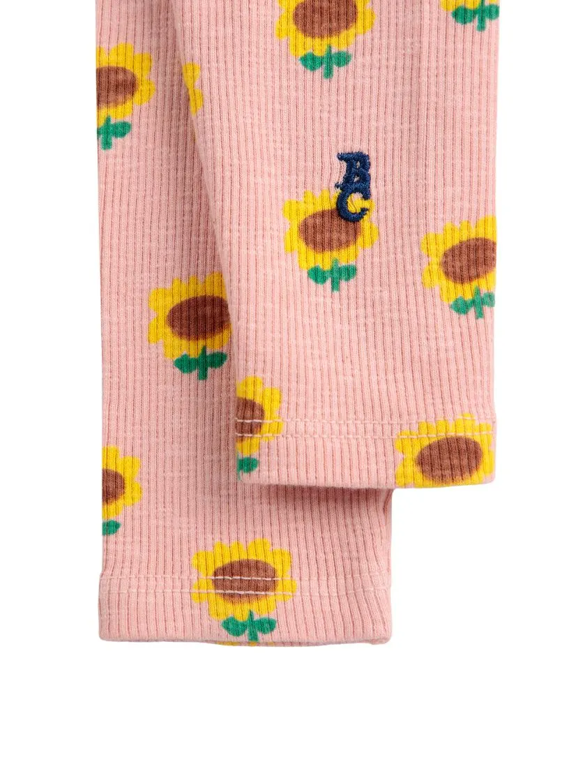 BOBO CHOSES - legginsy dziecięce Sunflower w słoneczniki light pink jasnoróżowe