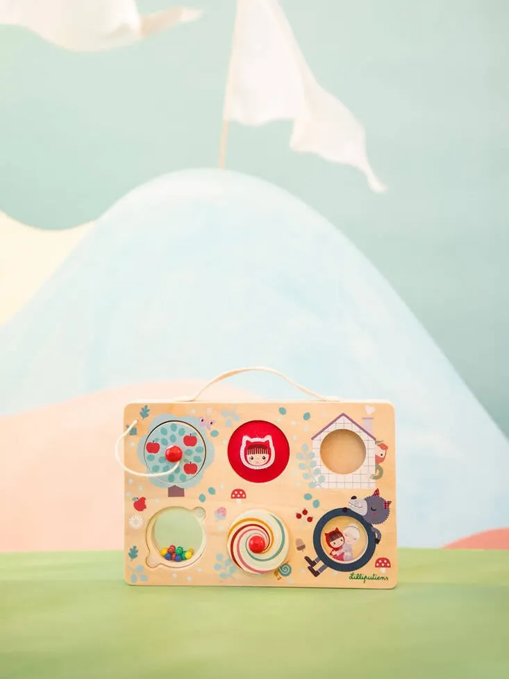 Lilliputiens - drewniana tablica manipulacyjna walizka Czerwony Kapturek Lilliputiens - drewniana tablica manipulacyjna walizka Czerwony Kapturek