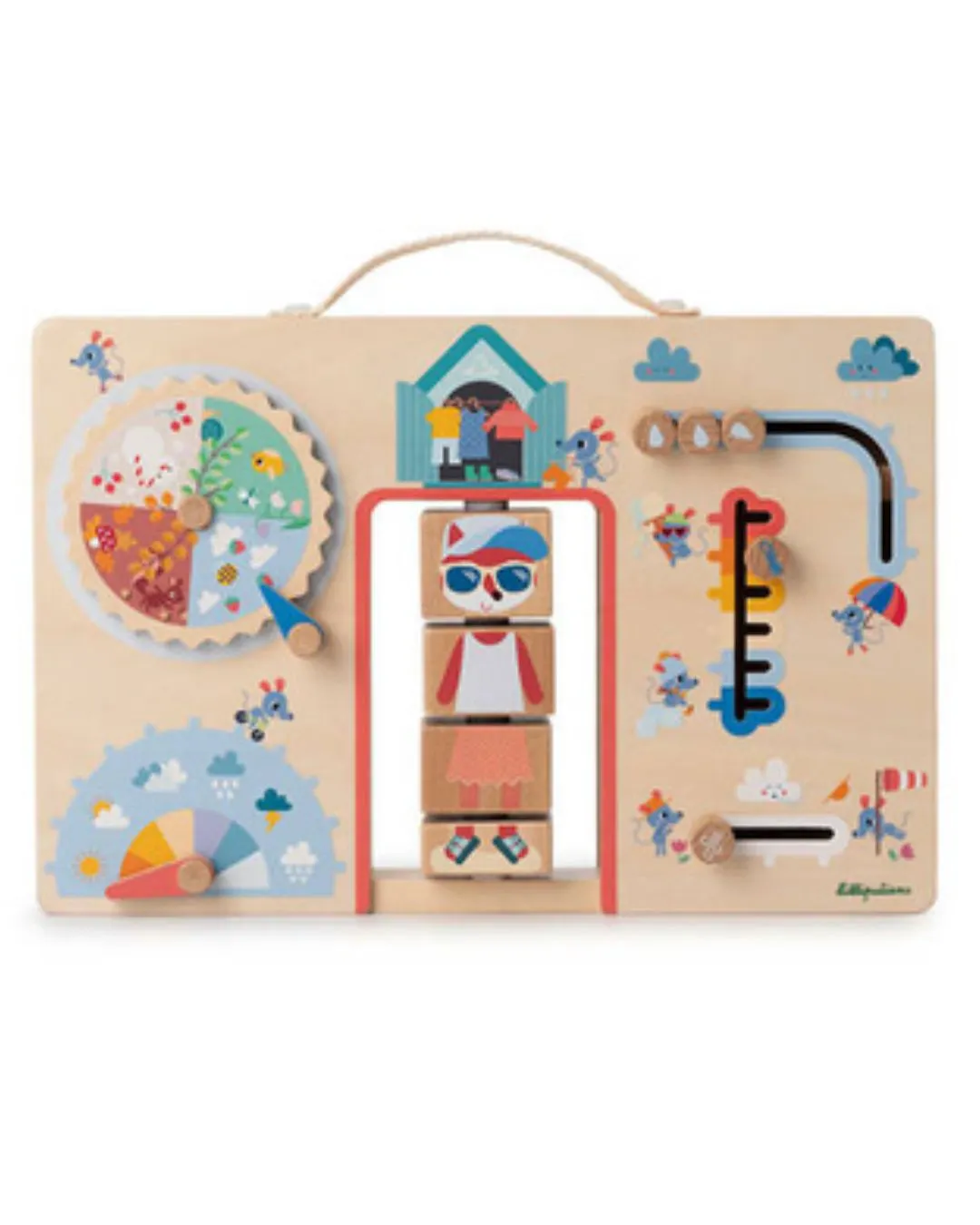 Lilliputiens - drewniana tablica manipulacyjna walizka "Ubranie na każdą pogodę" Lisiczka Alice 2 lata +