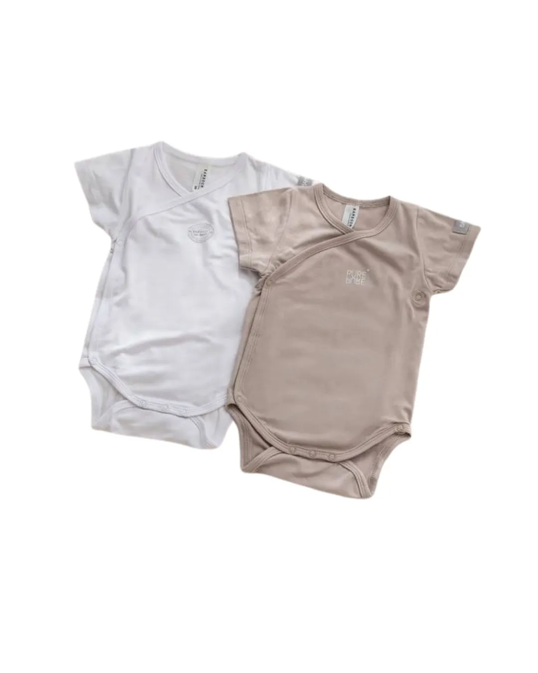 Bamboom - bambusowe body kopertowe z krótkim rękawem 2-pak (kamelowe i białe) Bamboom - bambusowe body kopertowe z krótkim rękawem 2-pak (kamelowe i białe)
