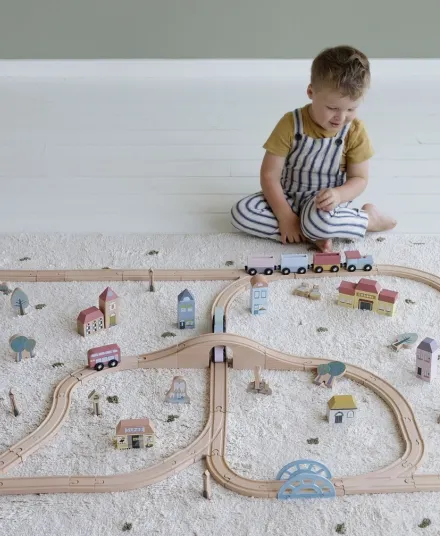 Little Dutch - drewniana kolejka XXL 107 elementów z akcesoriami Little Dutch - drewniana kolejka XXL 107 elementów z akcesoriami
