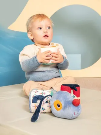 Lilliputiens - zabawka sensoryczna wałek dźwiękowy 4-elementowy Piesek Jules