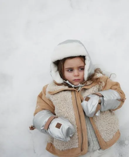 Elodie Details - ciepła zimowa czapka dziecięca wiązana Winter Bonet Silver Sheen