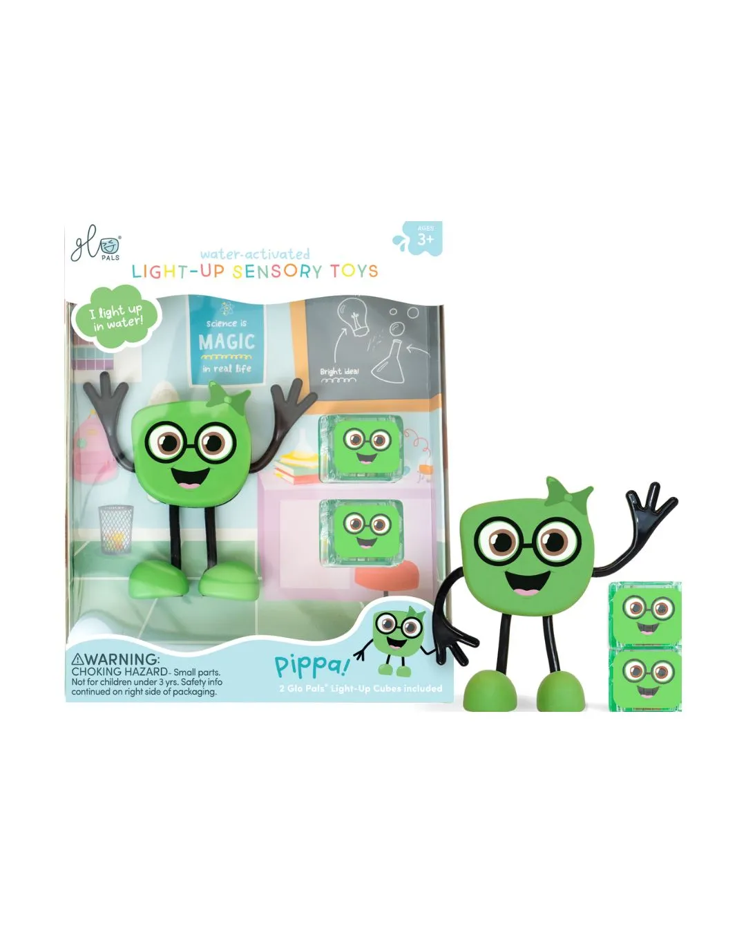 Glo Pals - zabawka do kąpieli Pippa z dwiema kostkami sensorycznymi świecącymi w wodzie Glo Pals - zabawka do kąpieli Pippa z dwiema kostkami sensorycznymi świecącymi w wodzie