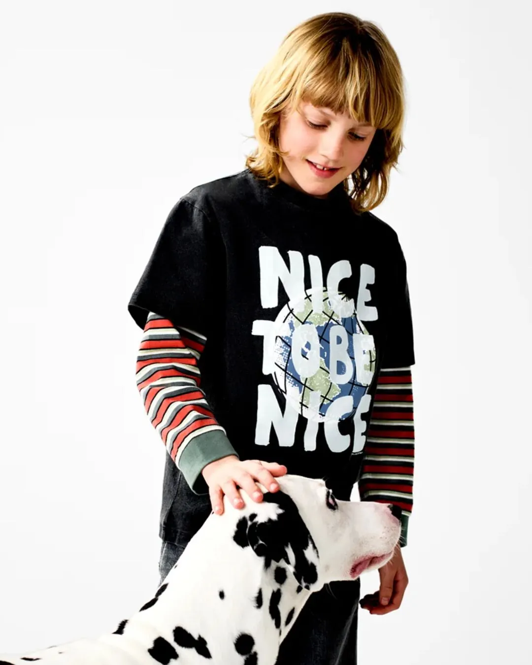 Stella McCartney - koszulka na krótki rękaw Nice To Be Nice czarna Stella McCartney - koszulka na krótki rękaw Nice To Be Nice czarna