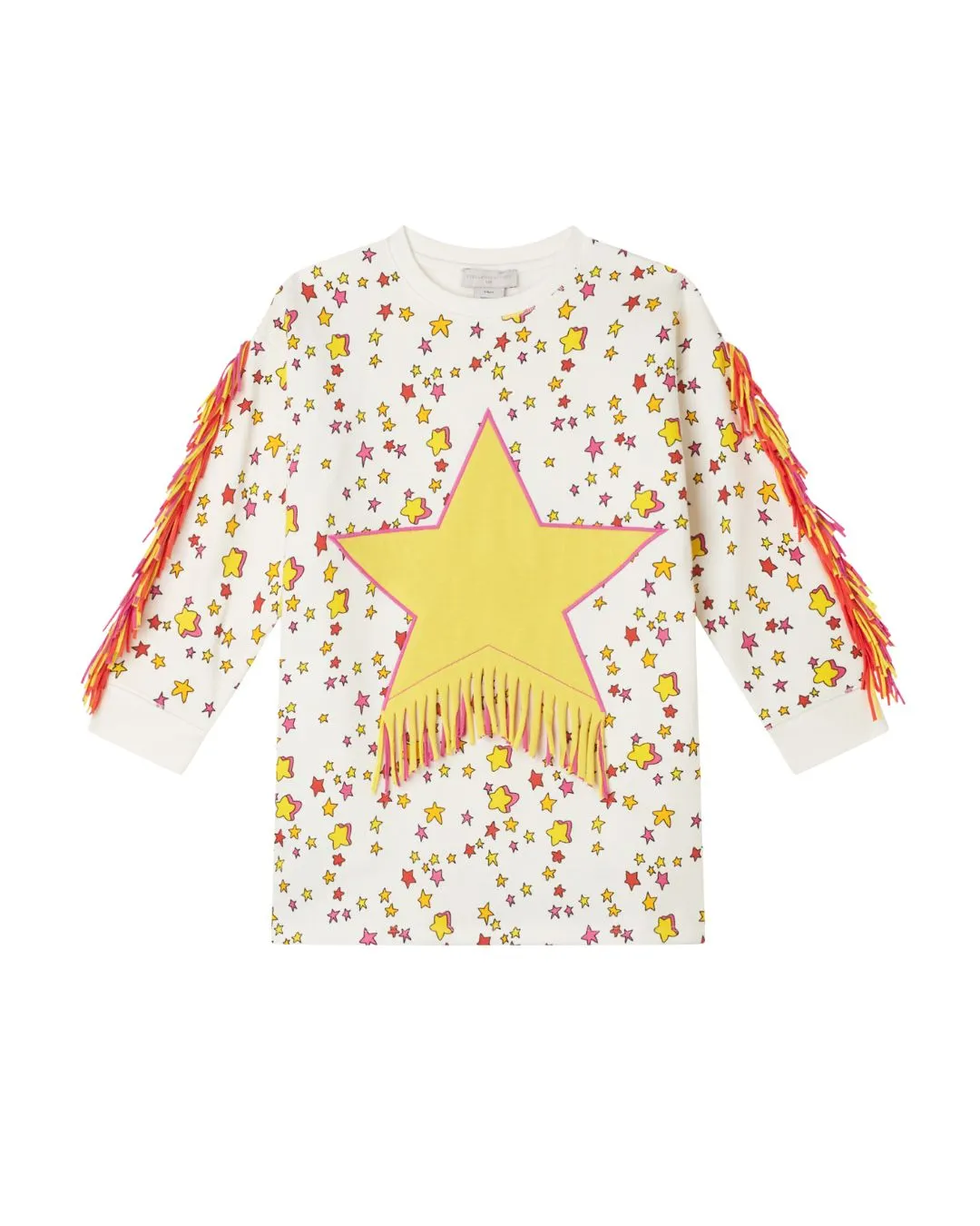 Bawełniana sukienka Stella McCartney z gwiazdką i frędzlami Bawełniana sukienka Stella McCartney z gwiazdką i frędzlami