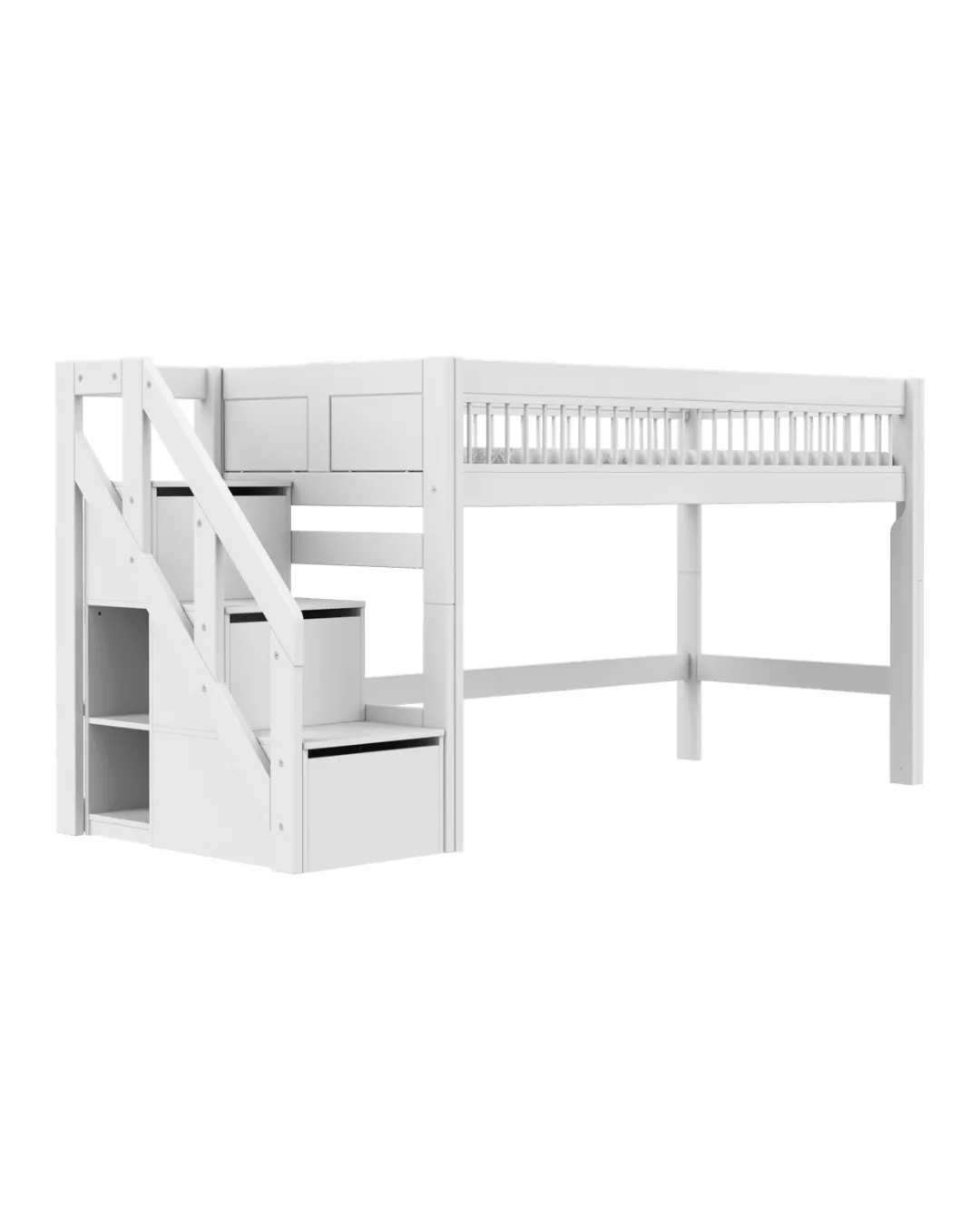 LIFETIME Kidsrooms - łóżko półwysokie 128 cm ze schodami Breeze White Standard LIFETIME Kidsrooms - łóżko półwysokie 128 cm ze schodami Breeze White Standard