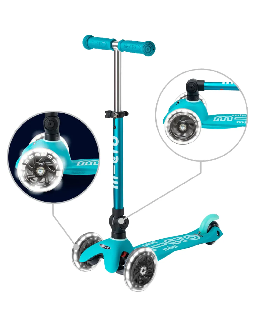 Micro - hulajnoga składana ze świecącymi kołami Mini Micro Deluxe LED Aqua Micro - hulajnoga składana ze świecącymi kołami Mini Micro Deluxe LED Aqua
