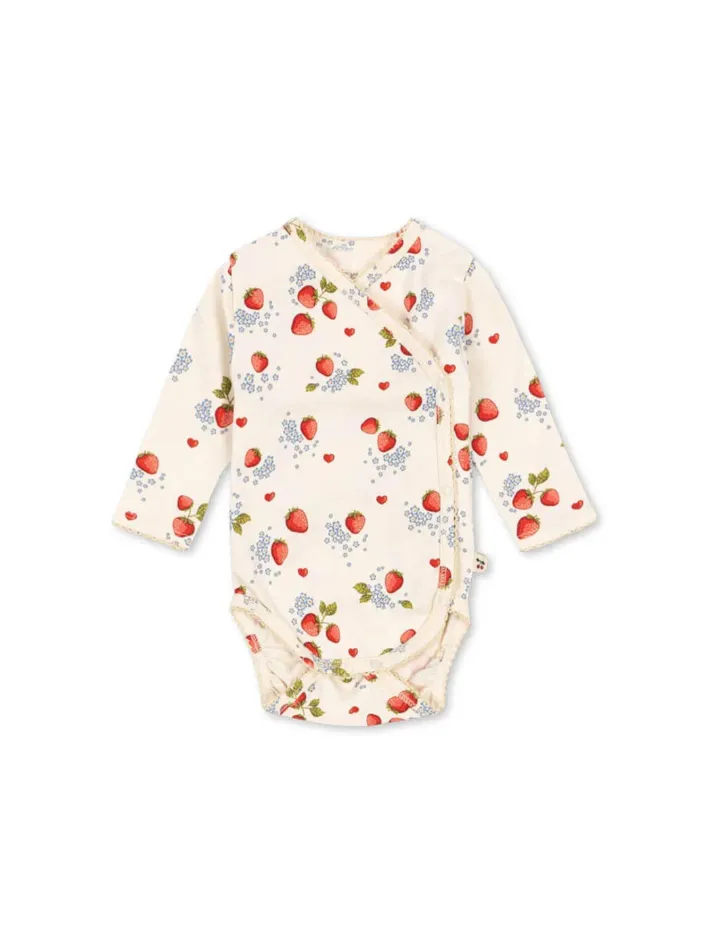 Konges Sløjd - body niemowlęce kopertowe Newborn Basic GOTS Marmalade