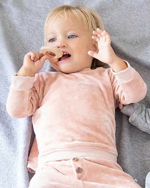 Bamboom - aksamitna bluzka z długim rękawem jasnoróżowa