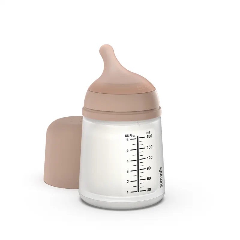 Suavinex - butelka antykolkowa o wolnym przepływie z silikonowym smoczkiem Zero Zero 180 ml Medium Suavinex - butelka antykolkowa o wolnym przepływie z silikonowym smoczkiem Zero Zero 180 ml Medium