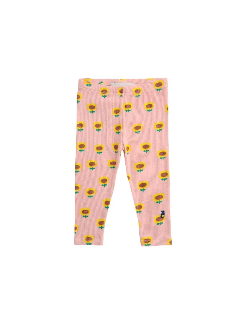BOBO CHOSES - legginsy dziecięce Sunflower w słoneczniki light pink jasnoróżowe