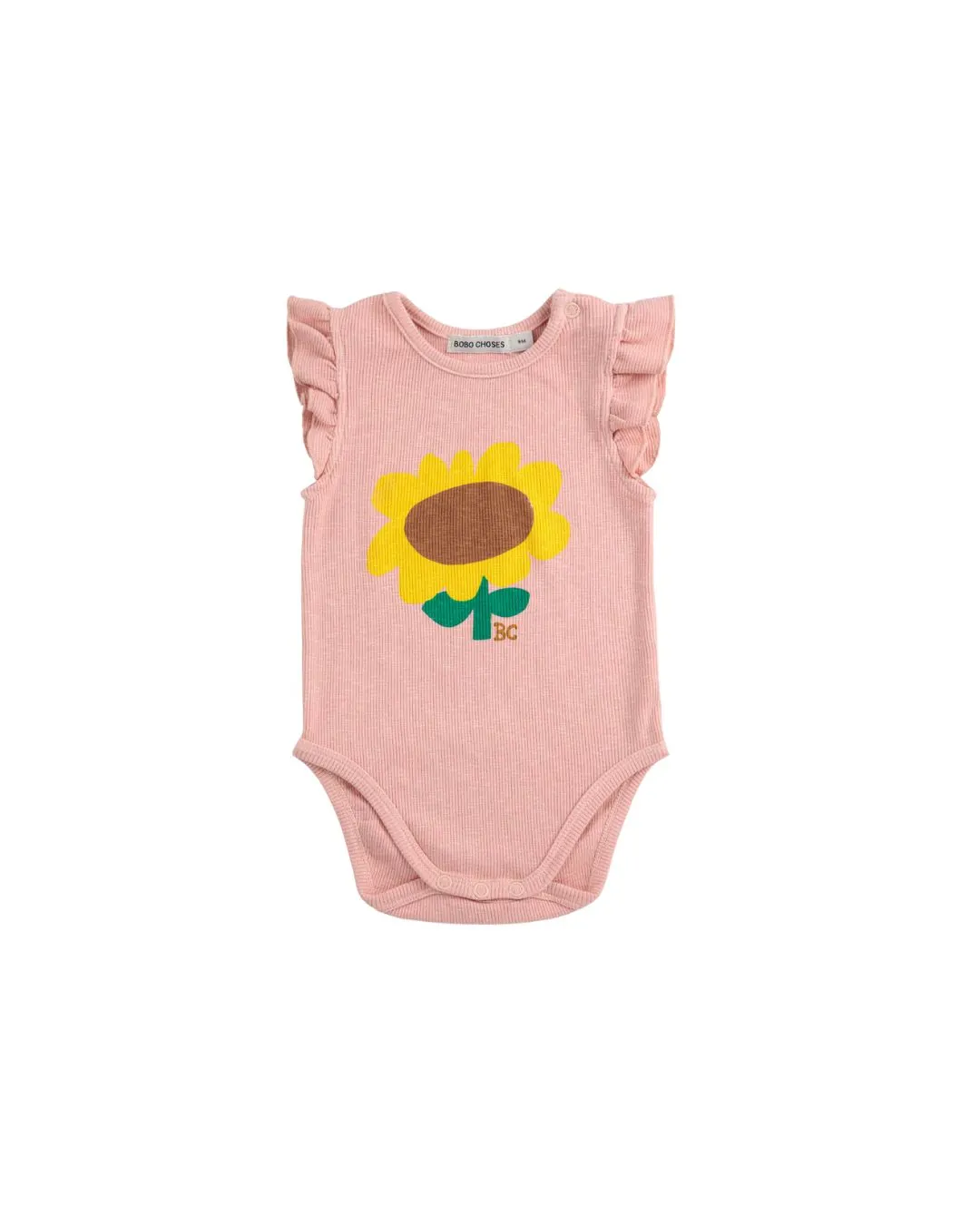 BOBO CHOSES - body niemowlęce z falbanką na rękawie Sunflower light pink jasnoróżowe BOBO CHOSES - body niemowlęce z falbanką na rękawie Sunflower light pink jasnoróżowe