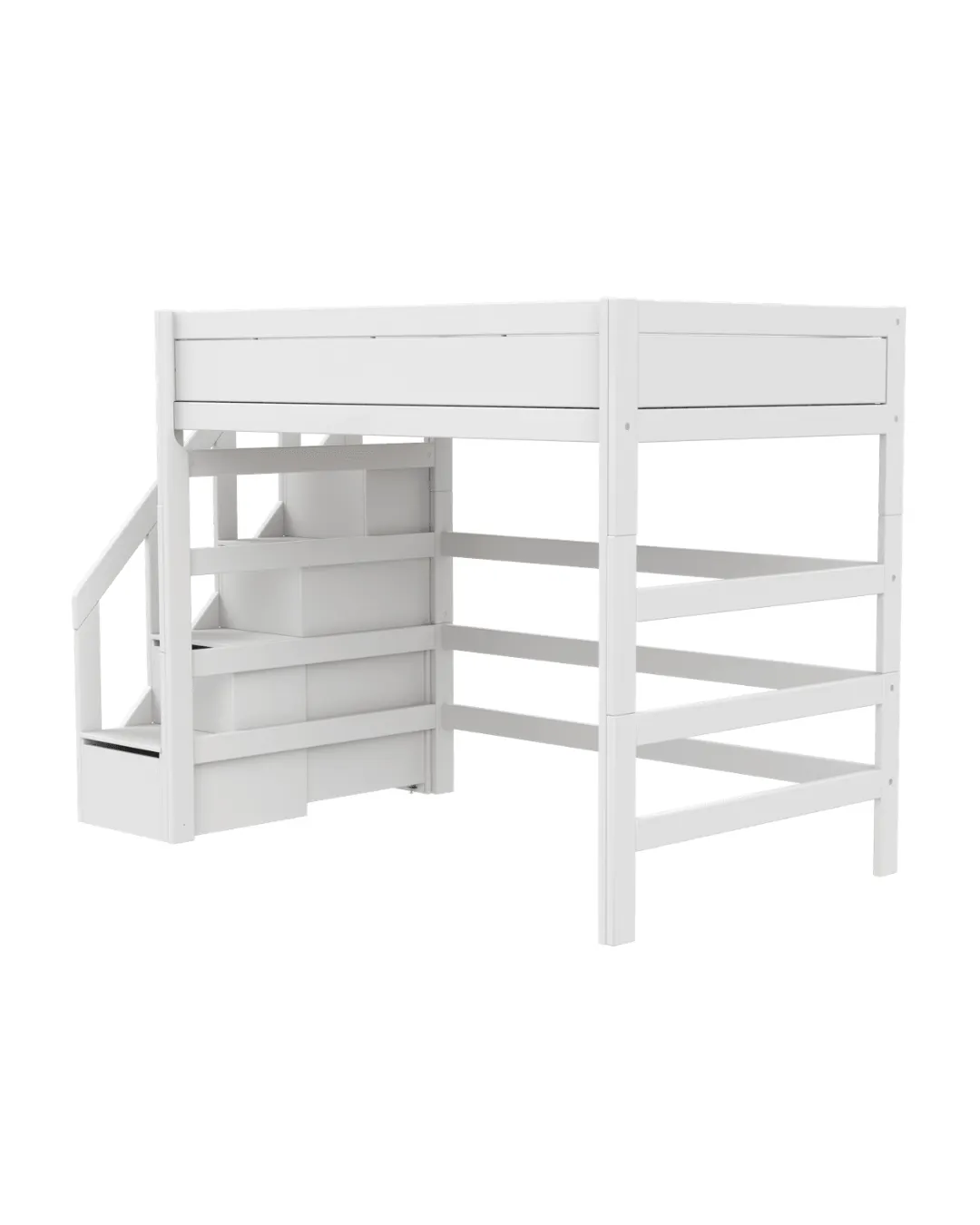 LIFETIME Kidsrooms - łóżko wysokie High Sleeper 177 cm ze schodami 120x200 cm White Premium