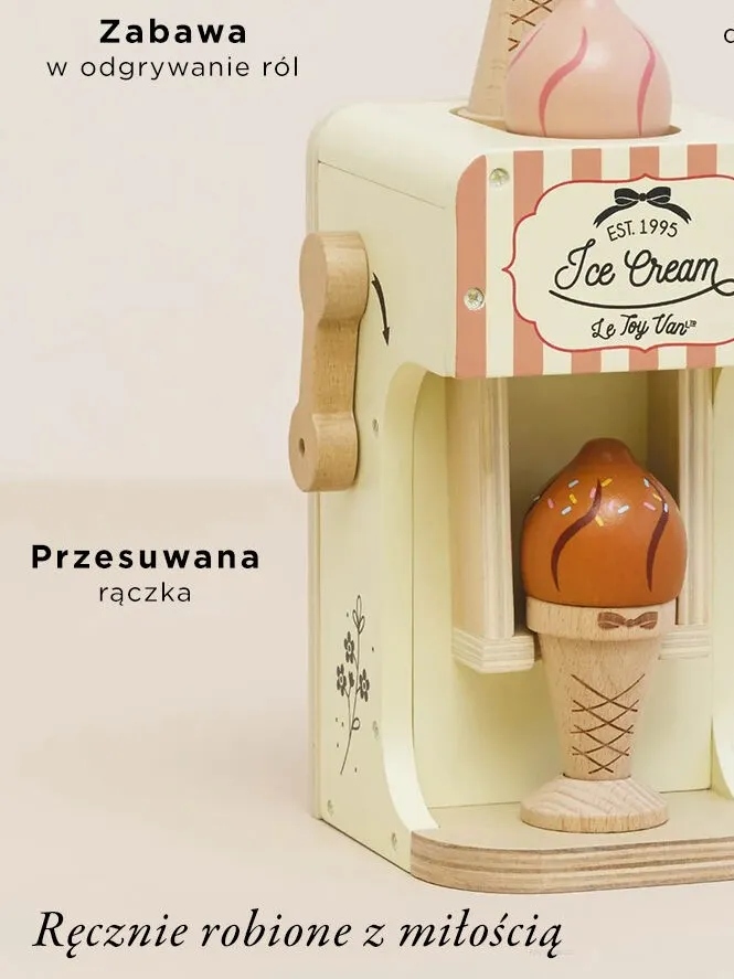 Le Toy Van - Drewniana maszynka do robienia lodów, lody do zabawy, lodziarnia Le Toy Van - Drewniana maszynka do robienia lodów, lody do zabawy, lodziarnia
