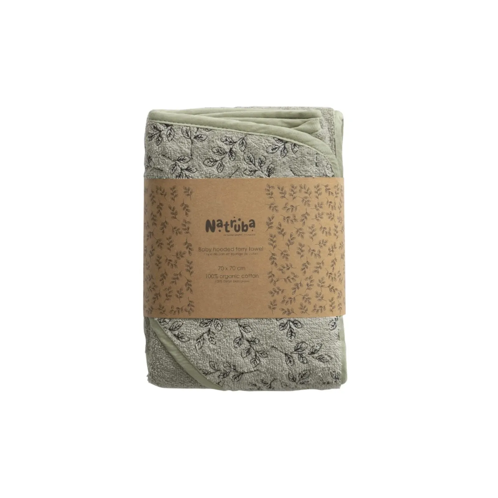 Natruba - ręcznik z kapturem z bawełny organicznej zielony Natruba - ręcznik z kapturem z bawełny organicznej zielony