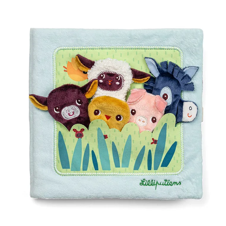 Lilliputiens - książeczka aktywizująca z mini-pacynkami Farma 12m+