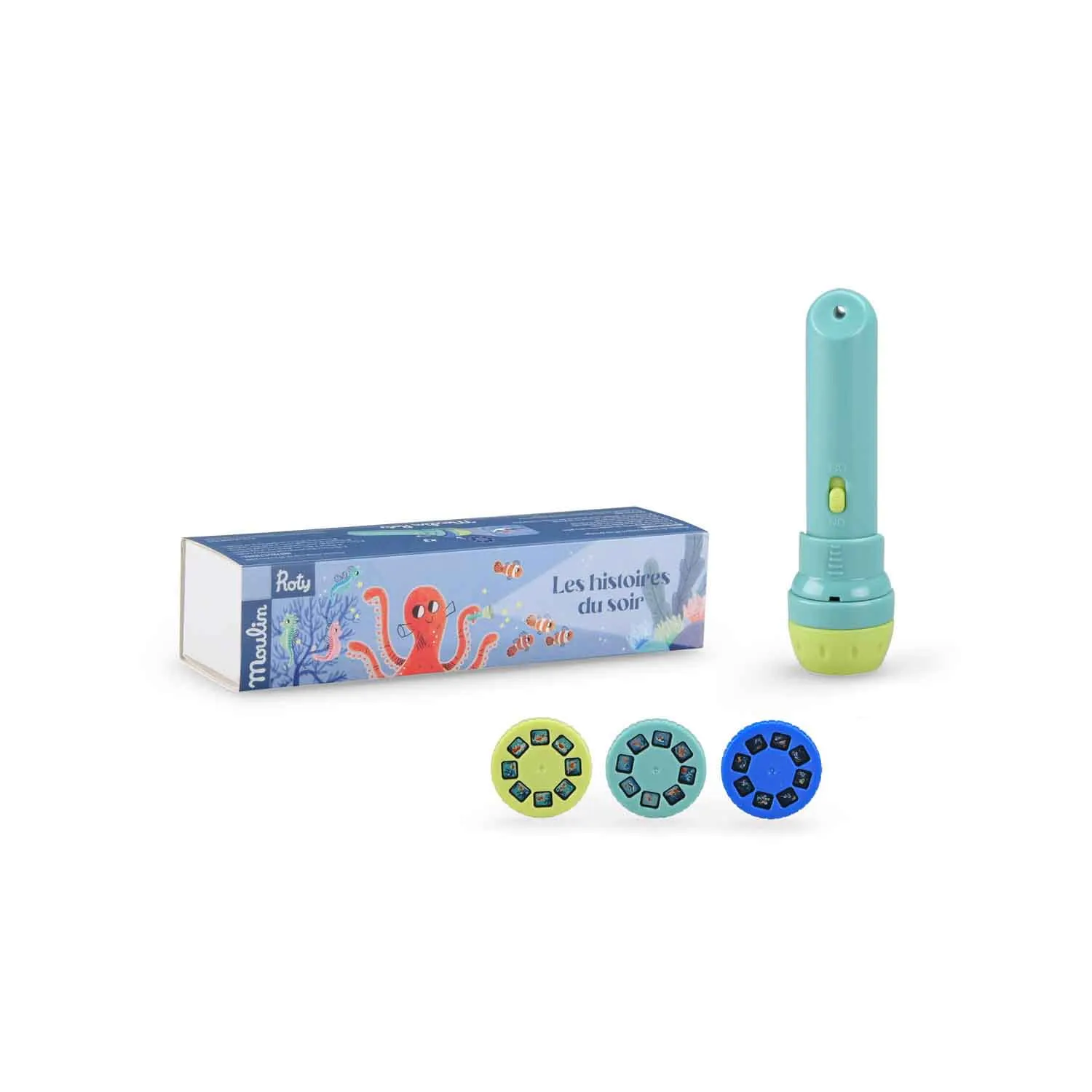 Moulin Roty - latarka z projektorem Przygody Ośmiornicy Moulin Roty - latarka z projektorem Przygody Ośmiornicy