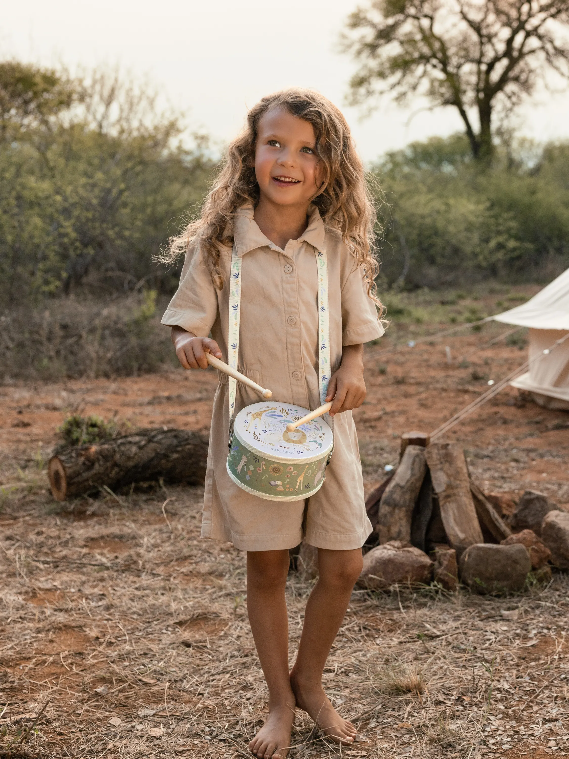Little Dutch - drewniany bębenek Safari Friends FSC