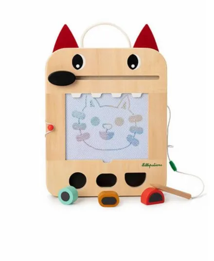 Lilliputiens - drewniana tablica do rysowania znikopis Wilk Louis 18 m+ Lilliputiens - drewniana tablica do rysowania znikopis Wilk Louis 18 m+