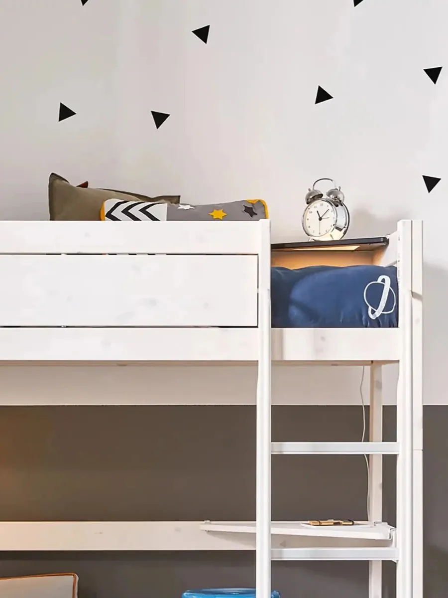 LIFETIME Kidsrooms - łóżko wysokie High Sleeper 177 cm z drabinką 120x200 cm Whitewash Premium