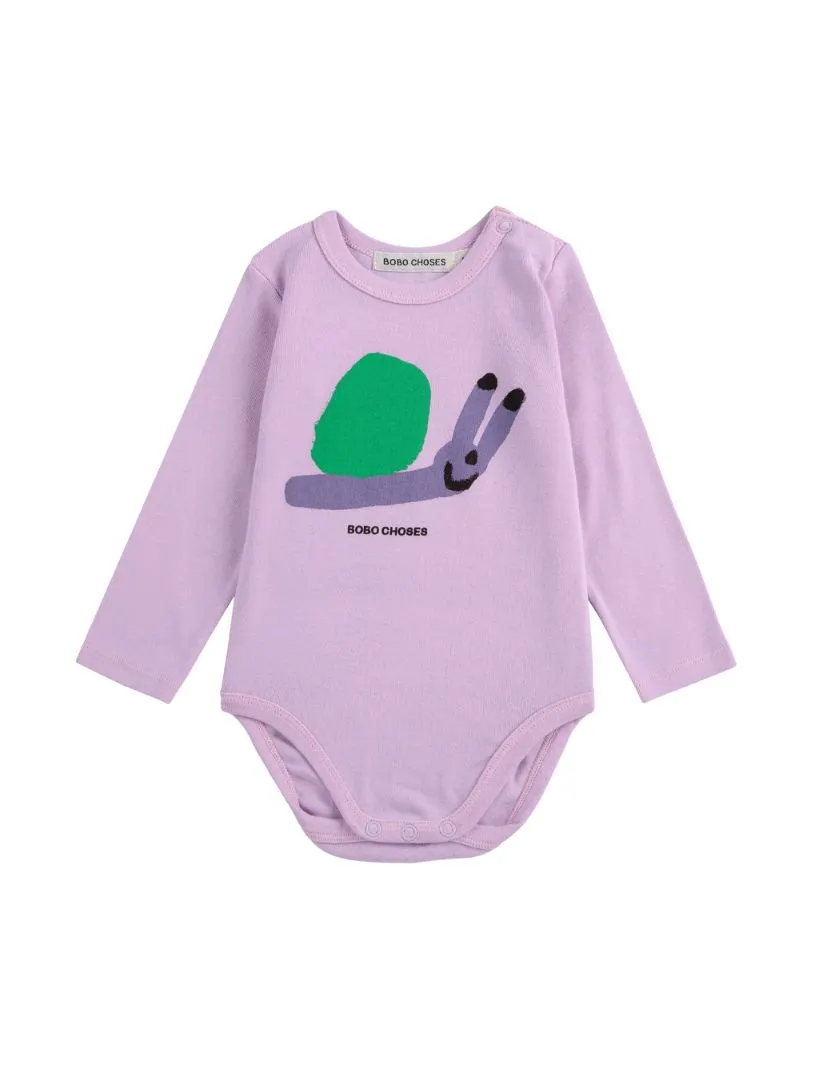 BOBO CHOSES - body niemowlęce Funny Snail z ślimakiem lavender lawendowe