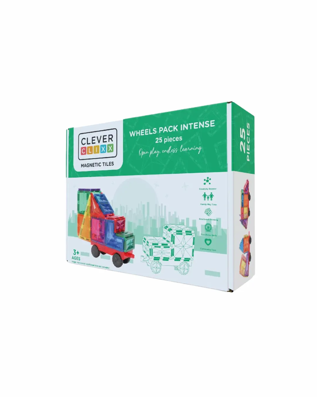 Cleverclixx - klocki magnetyczne Wheels Pack Intense 25 elementów