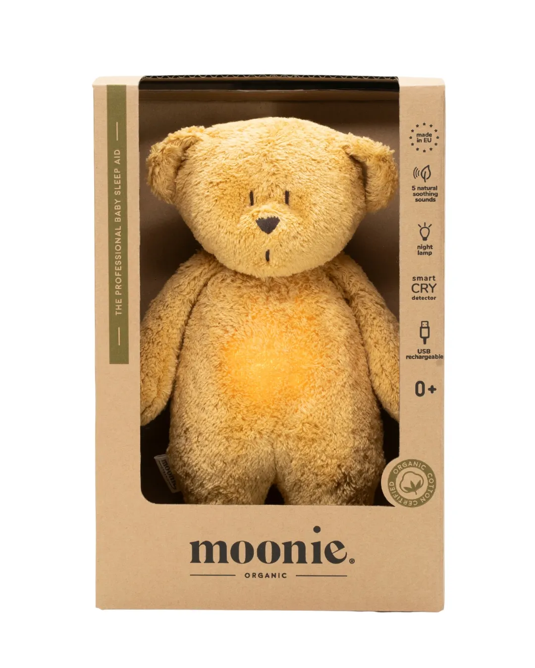 Moonie - szumiący miś organic z lampką Natur Moonie - szumiący miś organic z lampką Natur