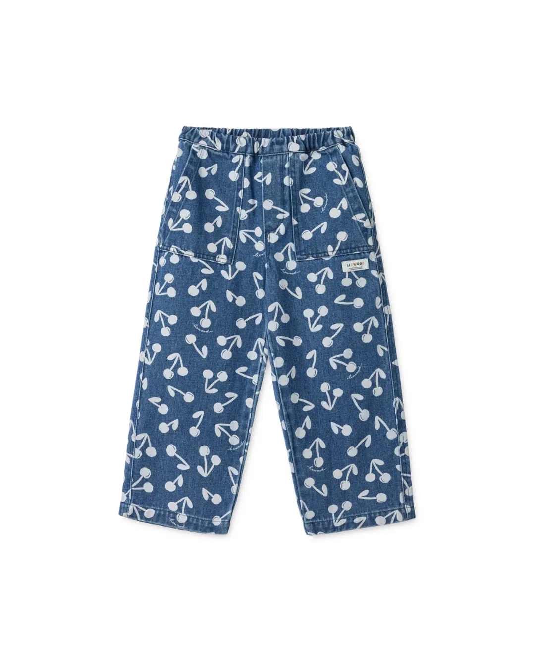 Liewood - spodnie jeansowe z nadrukiem Cesar Cherry Blossom Medium Blue Denim