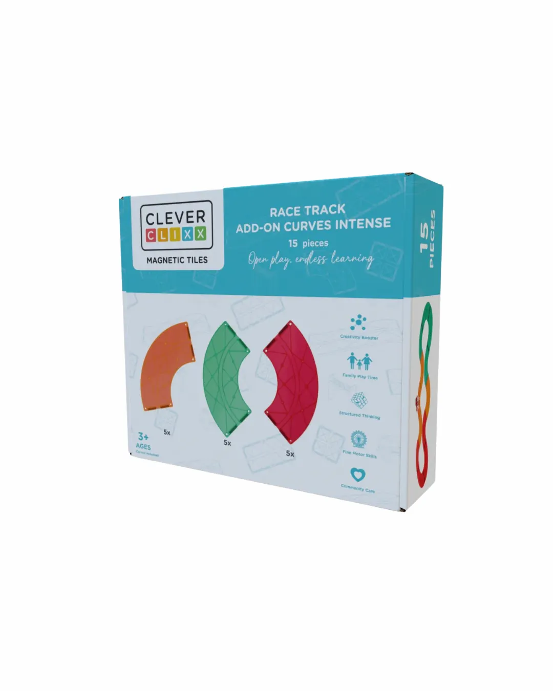 Cleverclixx - klocki magnetyczne Race Track Add-on Curves Intense 15 elementów