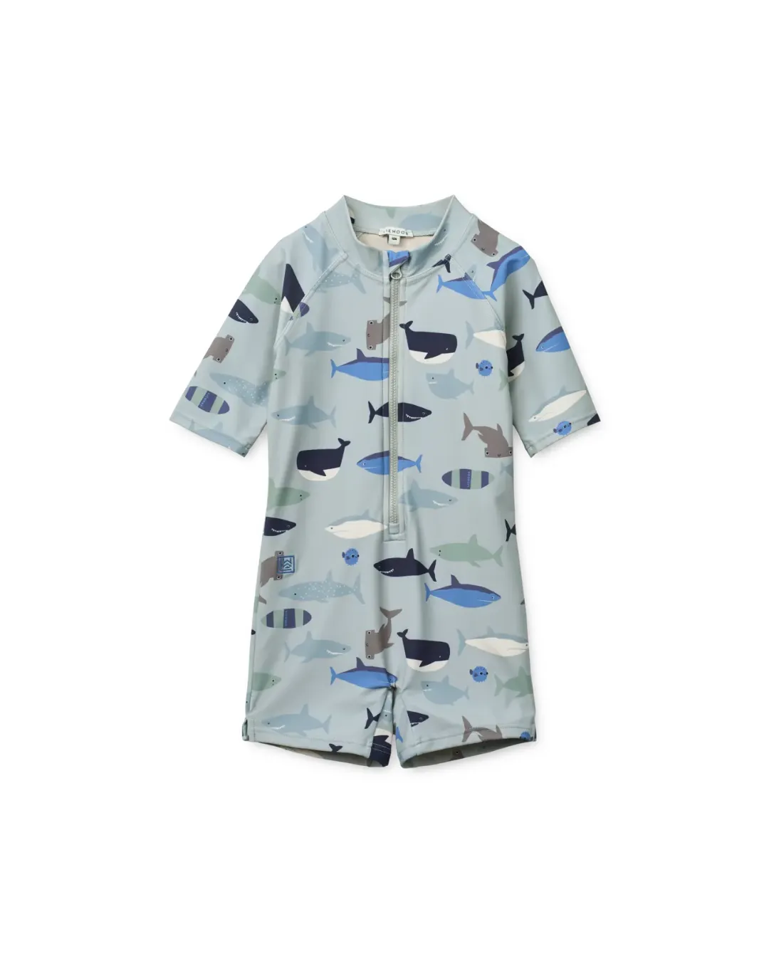 Liewood - kombinezon kąpielowy z krótkim rękawem UV Max Shark / Dove blue