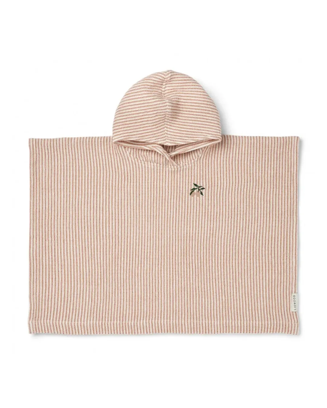 Ponczo kąpielowe z kapturem i haftem Liewood Paco stripe tuscany rose creme de la creme