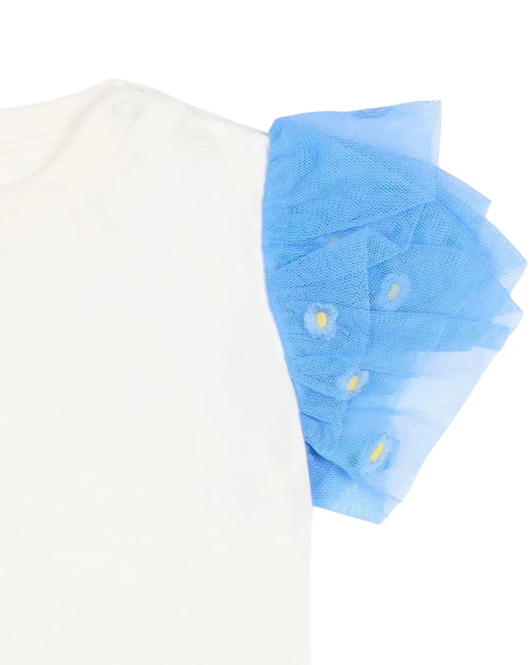 Stella McCartney - bawełniana koszulka z rękawami z tiulu Stella McCartney - bawełniana koszulka z rękawami z tiulu