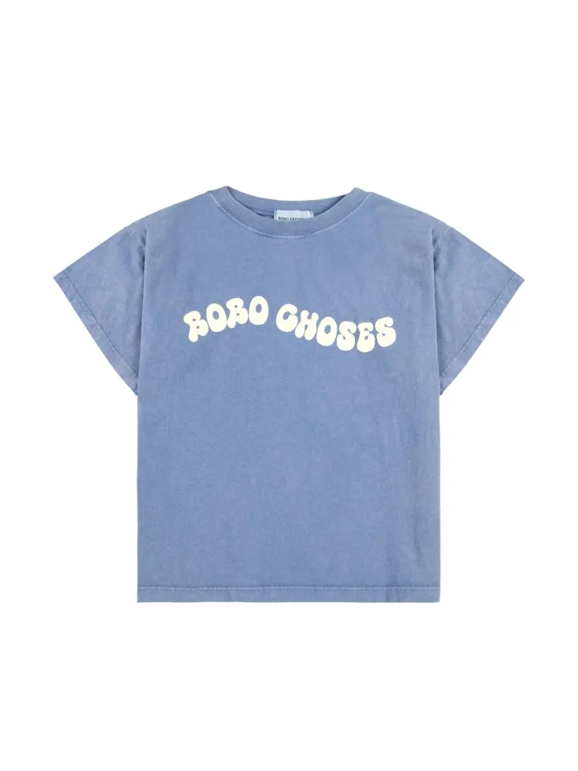BOBO CHOSES - T-shirt dziecięcy z napisem Wavy Bobo Choses blue niebieski 