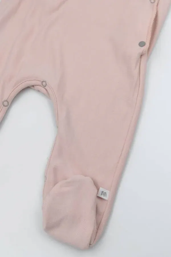 Bamboom - bambusowy pajacyk niemowlęcy ze stópkami Pure różowy