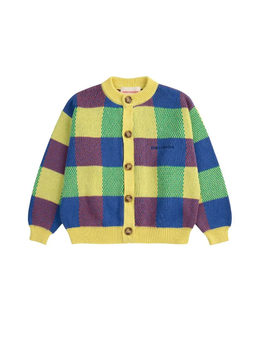 BOBO CHOSES - kolorowy, żakardowy kardigan dziecięcy Vichy muliticolor