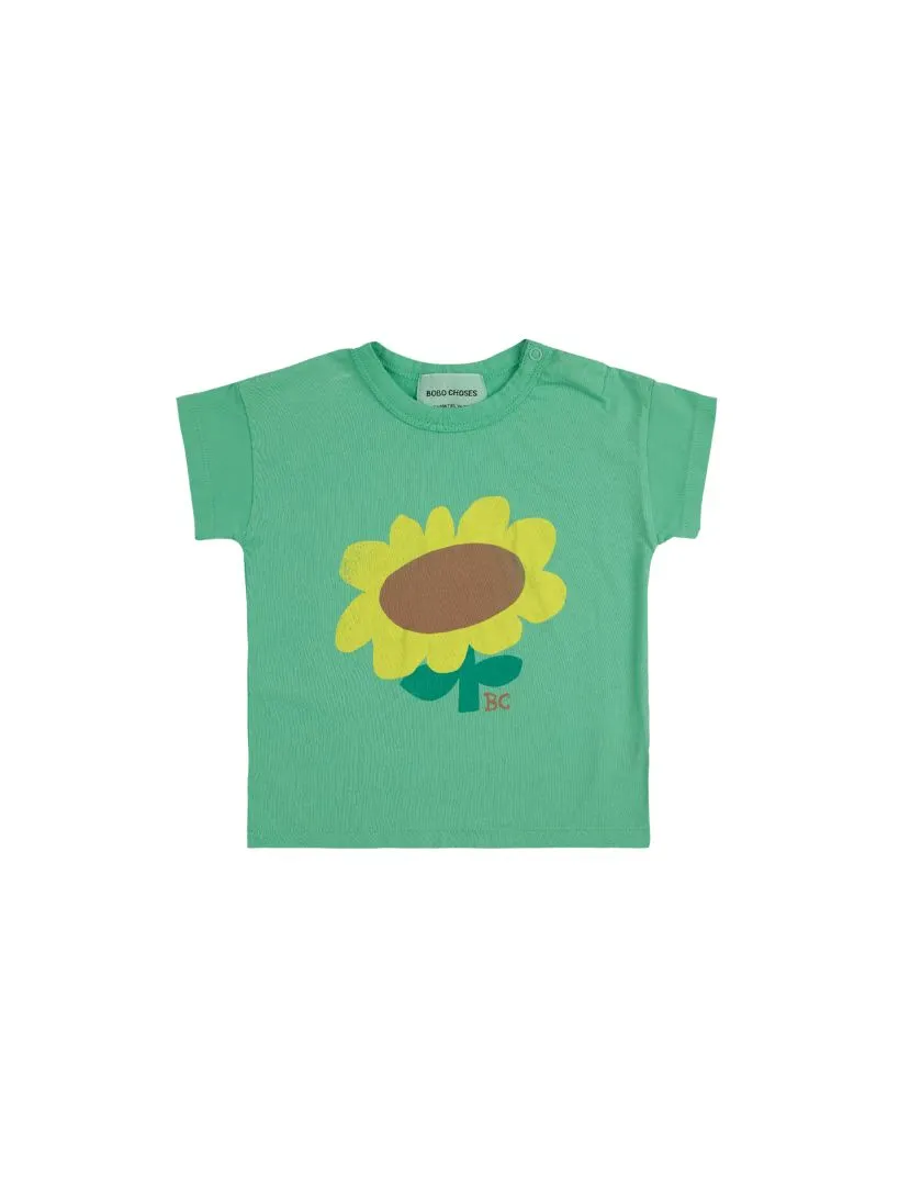 BOBO CHOSES - T-shirt dziecięcy Sunflower ze słonecznikiem light green jasnozielony