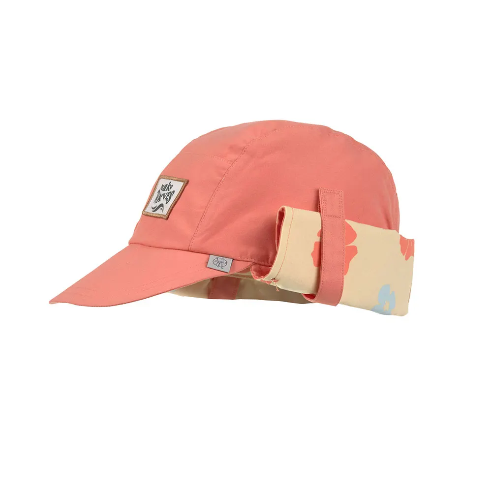 Lassig - składany kapelusz przeciwsłoneczny z osłoną na kark UV Flowers coral vanilla