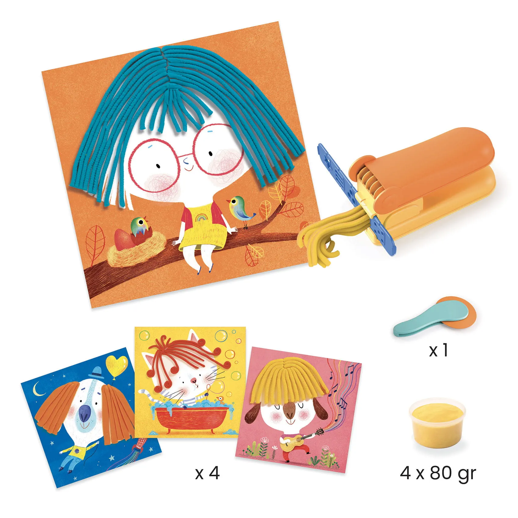 Djeco - zestaw z masą plastyczną Włosy Djeco - zestaw z masą plastyczną Włosy