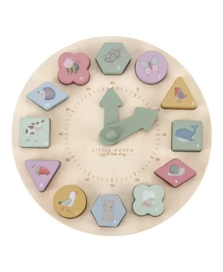 Little Dutch - drewniana układanka dla dzieci zegar pastelowy Little Dutch - drewniana układanka dla dzieci zegar pastelowy
