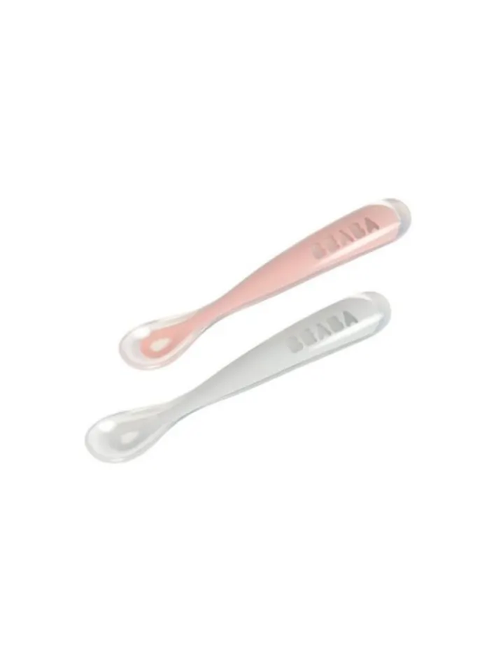 Beaba - zestaw 2 Łyżeczek silikonowych w podróżnym etui 4m+ (2 szt.) Old Pink Beaba - zestaw 2 Łyżeczek silikonowych w podróżnym etui 4m+ (2 szt.) Old Pink