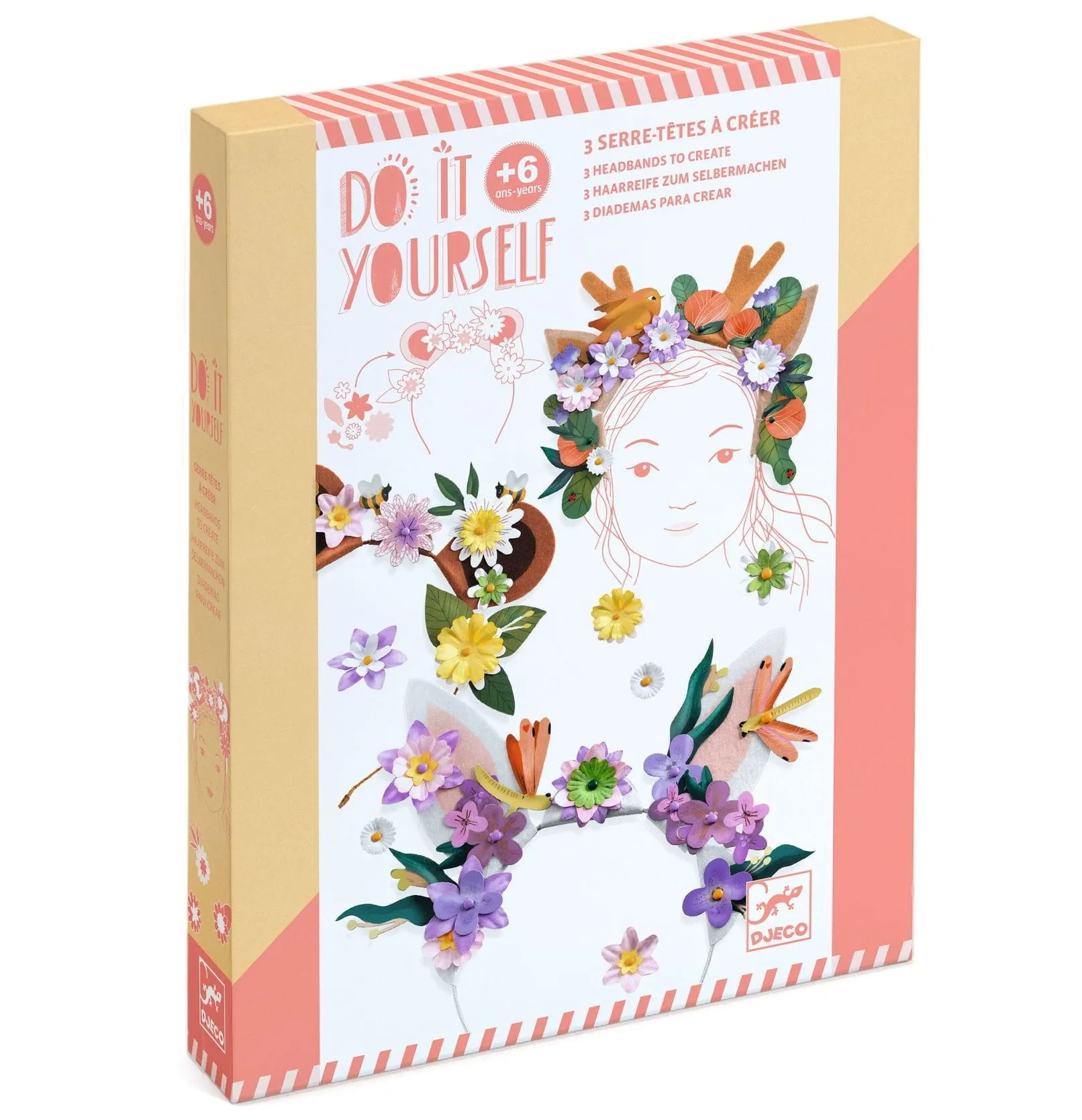 Djeco - zestaw zrób to sam - kwiatowe opaski zwierzątka Djeco - zestaw zrób to sam - kwiatowe opaski zwierzątka