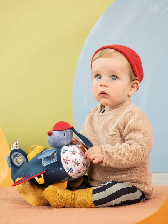 Lilliputiens - przytulanka aktywizująca wielofunkcyjna Samolot Piesek Jules 9 m+