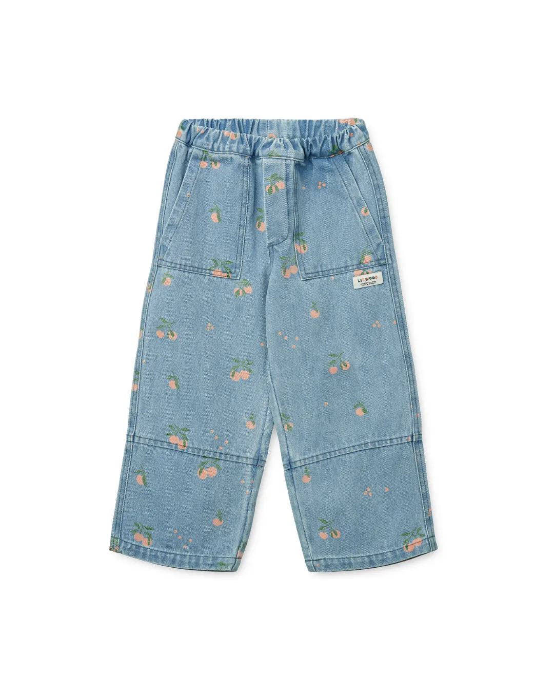 Liewood - spodnie jeansowe z nadrukiem Cesar light blue denim peach