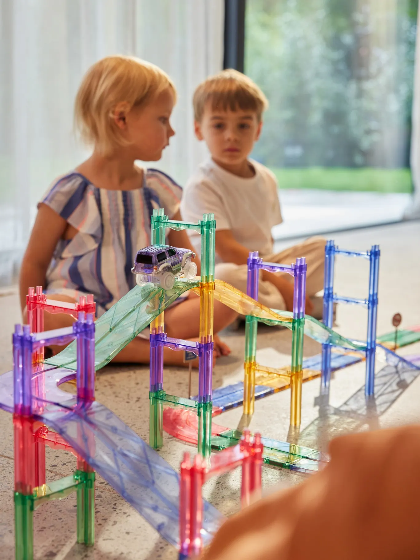 Cleverclixx - klocki magnetyczne Large Race Track Pastel 80 elementów