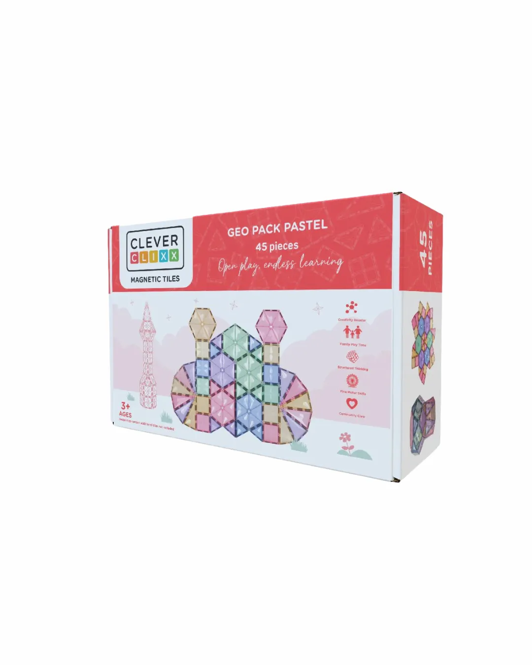 Cleverclixx - klocki magnetyczne Geo Pack Pastel 45 elementów