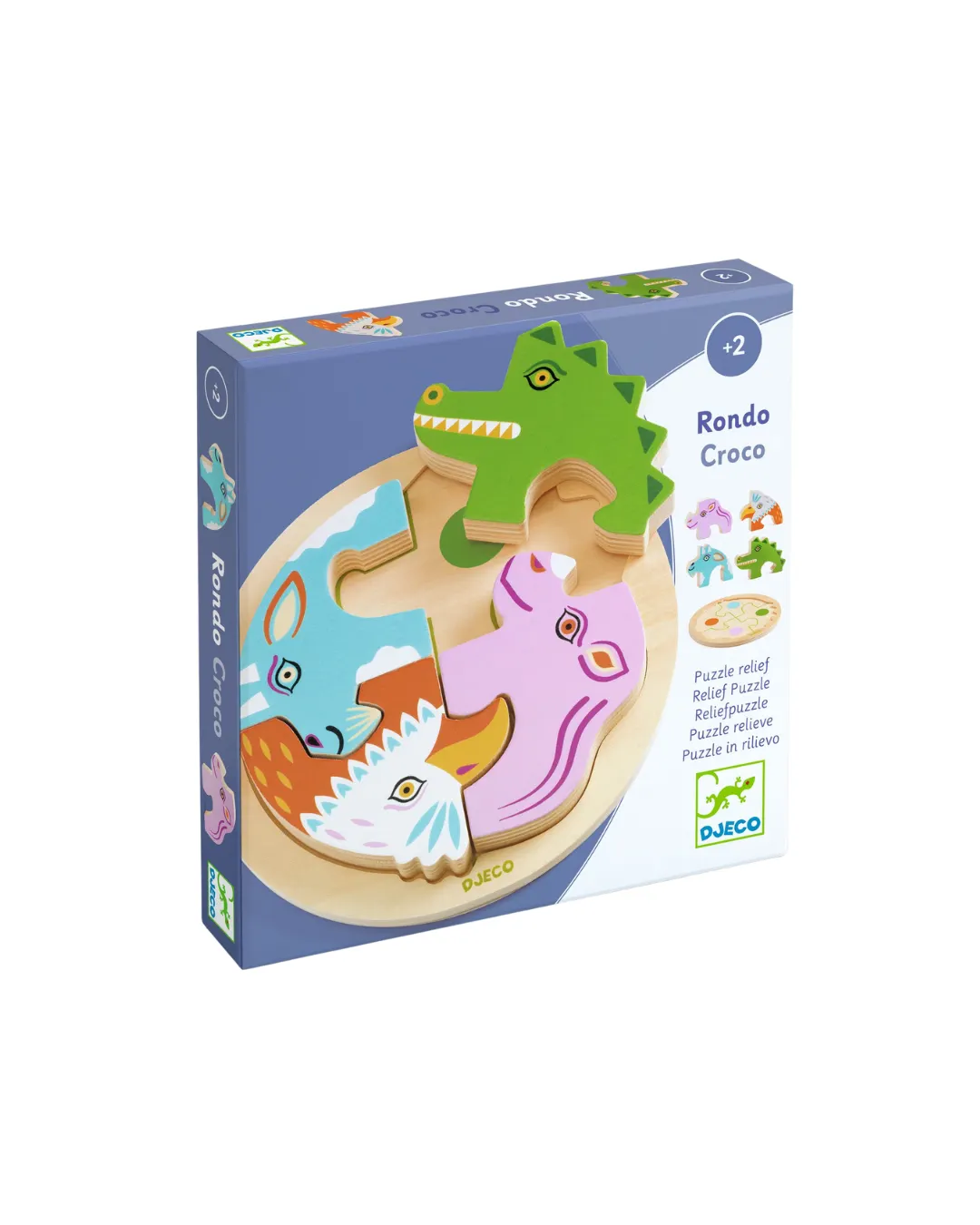 Djeco - drewniane okrągłe puzzle RONDO CROCO